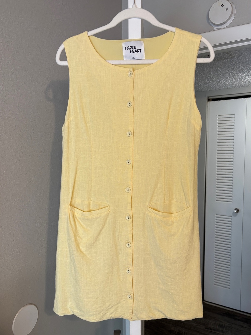Butter Yellow Linen Shift Dress